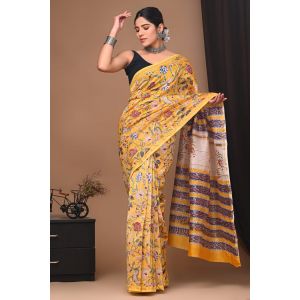 Beautiful Hand Block Printed Chanderi Silk Sarees - KC120580