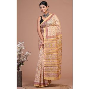 Beautiful Hand Block Printed Chanderi Silk Sarees - KC120584