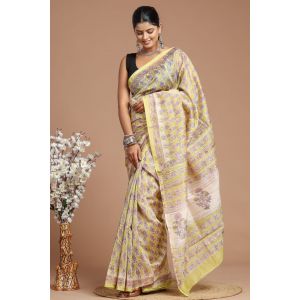 Beautiful Hand Block Printed Chanderi Silk Sarees - KC120586