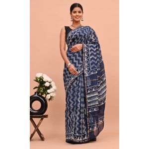 Beautiful Hand Block Printed Chanderi Silk Sarees - KC120589