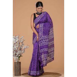 Beautiful Hand Block Printed Chanderi Silk Sarees - KC120590