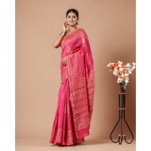 Beautiful Hand Block Printed Chanderi Silk Sarees - KC120591