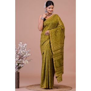 Beautiful Hand Block Printed Chanderi Silk Sarees - KC120594