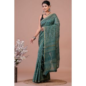 Beautiful Hand Block Printed Chanderi Silk Sarees - KC120595