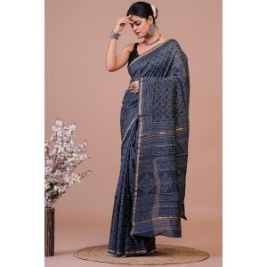 Beautiful Hand Block Printed Chanderi Silk Sarees - KC120596