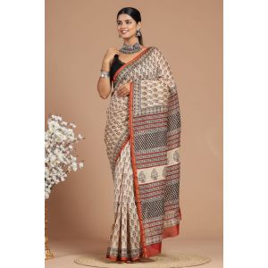 Beautiful Hand Block Printed Chanderi Silk Sarees - KC120597