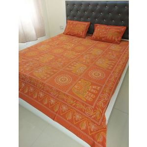Beautiful Kantha Print Double Bed Premium Quality Cotton Bedsheet (100 X 108 inches - 8.33 X 9 feet)