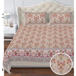 Beautiful King Size Double Bed High Quality Cotton Bedsheet (108 X 108 Inches - 9 X 9 feet) - KC140302