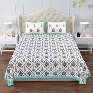 Premium Quality King Size Double Bed Cotton Bedsheet (108 X 108 Inches - 9 X 9 feet) - KC140343