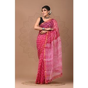 Beauitul Premium Quality Hand Block Printed Kota Doria Saree - KC150230