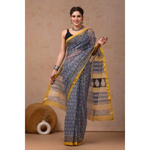 Beauitul Premium Quality Hand Block Printed Kota Doria Saree - KC150238