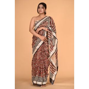 Linen Cotton Saree with Beautiful Silver Zari Border - KC180149