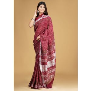 Linen Cotton Saree with Beautiful Silver Zari Border - KC180166