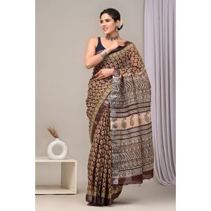 Linen Cotton Saree with Beautiful Silver Zari Border - KC180217