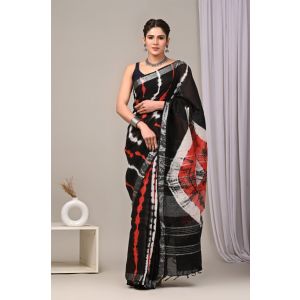 Linen Cotton Saree with Beautiful Silver Zari Border - KC180224