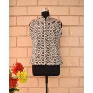 Printed Cotton Quilted Reversible Jacket for Women - KC190140