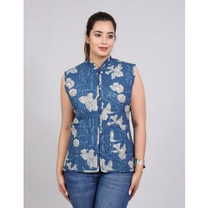 Printed Cotton Quilted Reversible Jacket for Women - KC190154