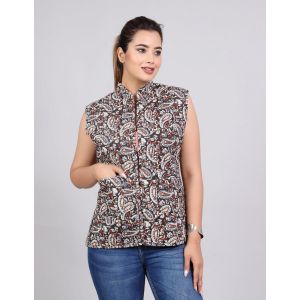 Printed Cotton Quilted Reversible Jacket for Women - KC190158