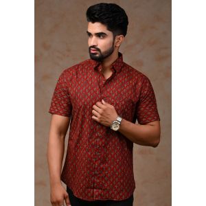 Mens Jaipuri Cotton Printed Half Sleeve Shirt - KC370029