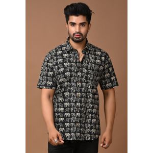 Premium Quality Mens Jaipuri Cotton Printed Half Sleeve Shirt - KC370047