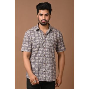 Premium Quality Mens Jaipuri Cotton Printed Half Sleeve Shirt - KC370050