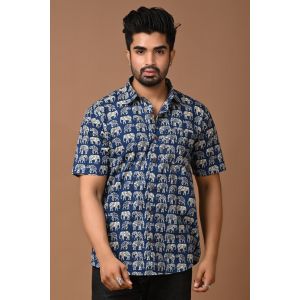 Premium Quality Mens Jaipuri Cotton Printed Half Sleeve Shirt - KC370051