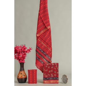 Hand Block Printed Maheshwari Silk Suit - KC420091