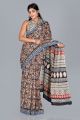 KC100185 - Beautiful Bagru Block Print Kalamkari Mulmul Cotton Saree with Blouse