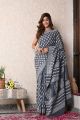 Beautiful Hand Block Print Malmal Cotton Saree with Blouse - KC100334