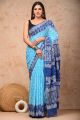 Beautiful Hand Block Print Malmal Cotton Saree with Blouse - KC100339
