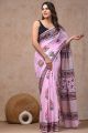 Beautiful Hand Block Print Malmal Cotton Saree with Blouse - KC100345