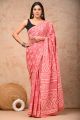 Beautiful Hand Block Print Malmal Cotton Saree with Blouse - KC100353