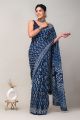 Beautiful Hand Block Print Malmal Cotton Saree with Blouse - KC100386