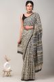 Beautiful Hand Block Print Malmal Cotton Saree with Blouse - KC100400