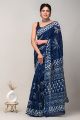 Beautiful Hand Block Print Malmal Cotton Saree with Blouse - KC100401