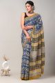 Beautiful Hand Block Print Malmal Cotton Saree with Blouse - KC100403