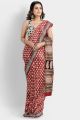 Beautiful Hand Block Printed Malmal Cotton Saree with Blouse - KC100447