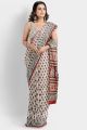 Beautiful Hand Block Printed Malmal Cotton Saree with Blouse - KC100448