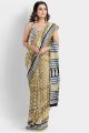 Beautiful Hand Block Printed Malmal Cotton Saree with Blouse - KC100449