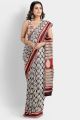 Beautiful Hand Block Printed Malmal Cotton Saree with Blouse - KC100459