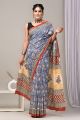 Beautiful Hand Block Printed Malmal Cotton Saree - KC100627