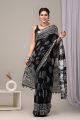 Linen Cotton Saree with Beautiful Silver Zari Border - KC180091
