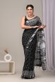Linen Cotton Saree with Beautiful Silver Zari Border - KC180095