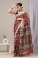 Linen Cotton Saree with Beautiful Silver Zari Border - KC180105