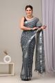Linen Cotton Saree with Beautiful Silver Zari Border - KC180116