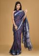 Linen Cotton Saree with Beautiful Silver Zari Border - KC180131