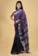 Linen Cotton Saree with Beautiful Silver Zari Border - KC180132