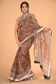 Linen Cotton Saree with Beautiful Silver Zari Border - KC180137