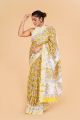 Linen Cotton Saree with Beautiful Silver Zari Border - KC180150