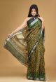 Linen Cotton Saree with Beautiful Silver Zari Border - KC180151